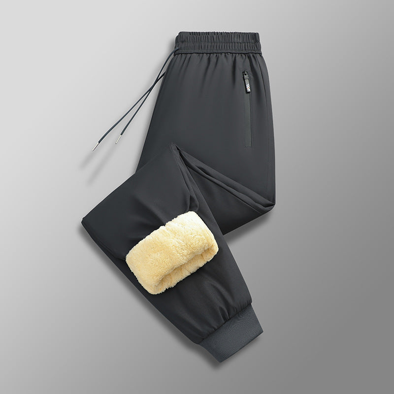 Plus-sized Plus Size Cashmere Fleece-lined Thickened Winter Wear Warm And Loose Straight Casual Pants