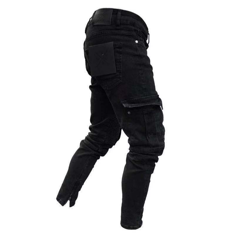 Trendy Knee Hole Zipper Pants