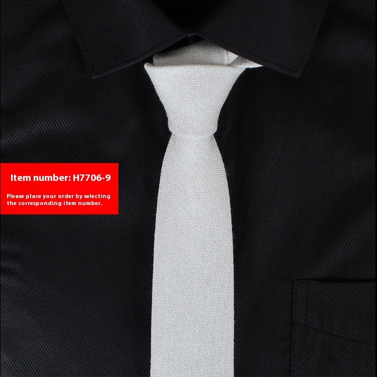 Solid Color Korean Style Narrow Cotton Men's 6cm Formal Wear Business Casual Wedding Tie