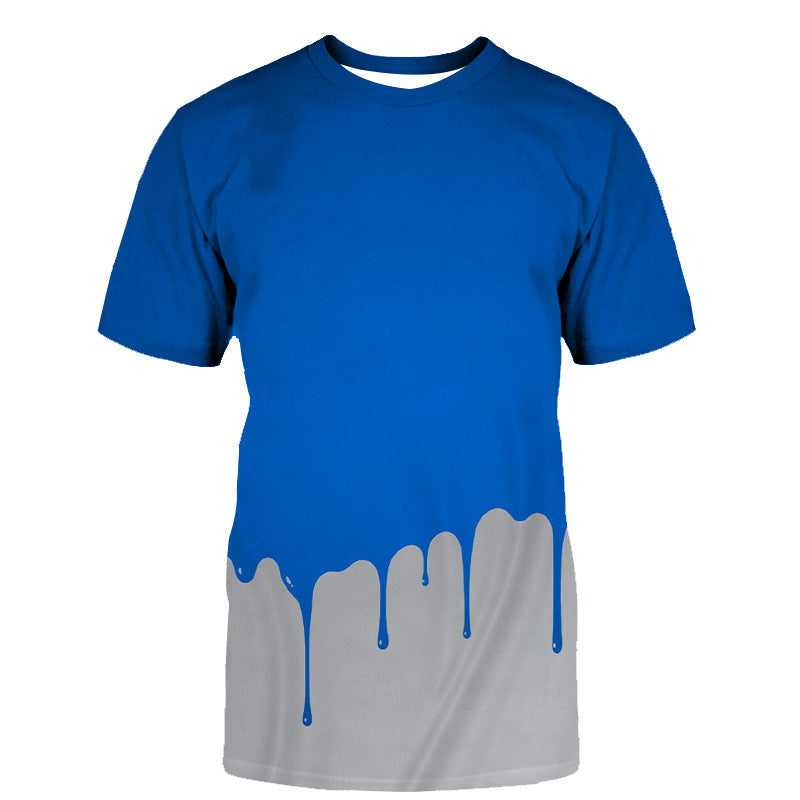 Casual 3D Water Drop Print Round Neck T-shirt