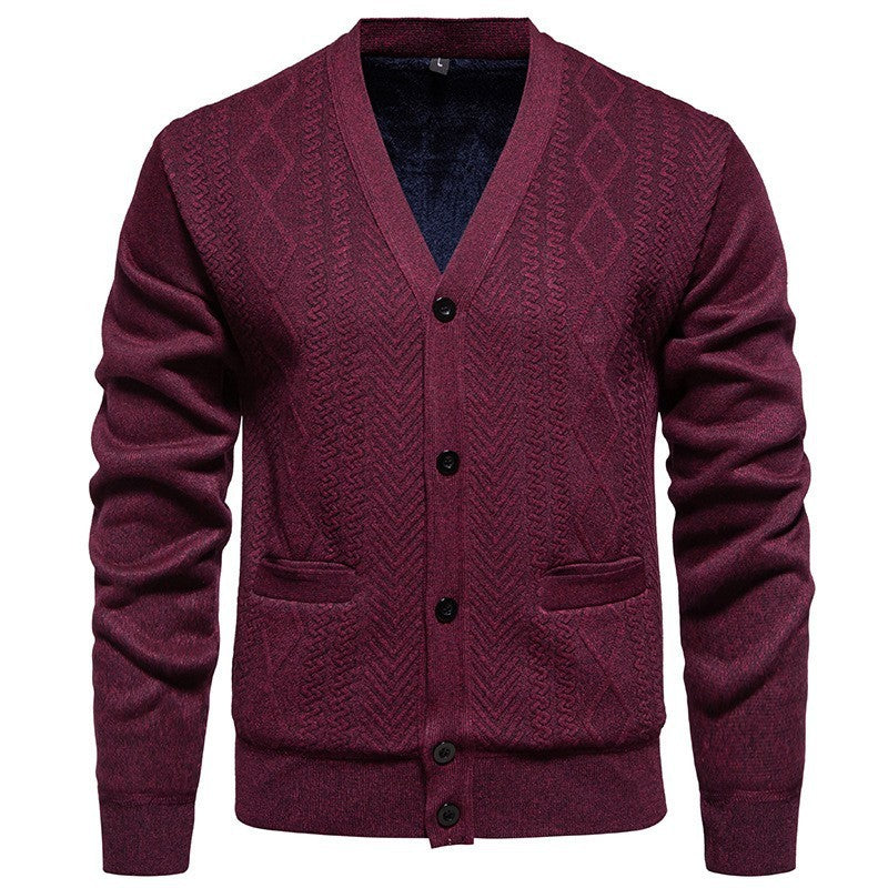 Cardigan Men's Long-sleeved Striped Sweater Fall Winter Coat Versatile Top