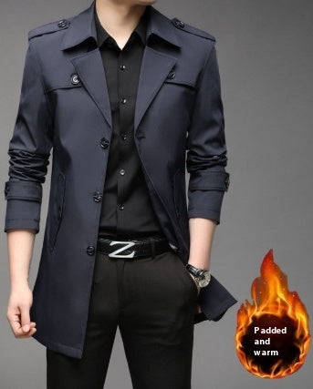 Windbreaker Mid-length Casual Jacket Slim Business Men's Suit Jacket
