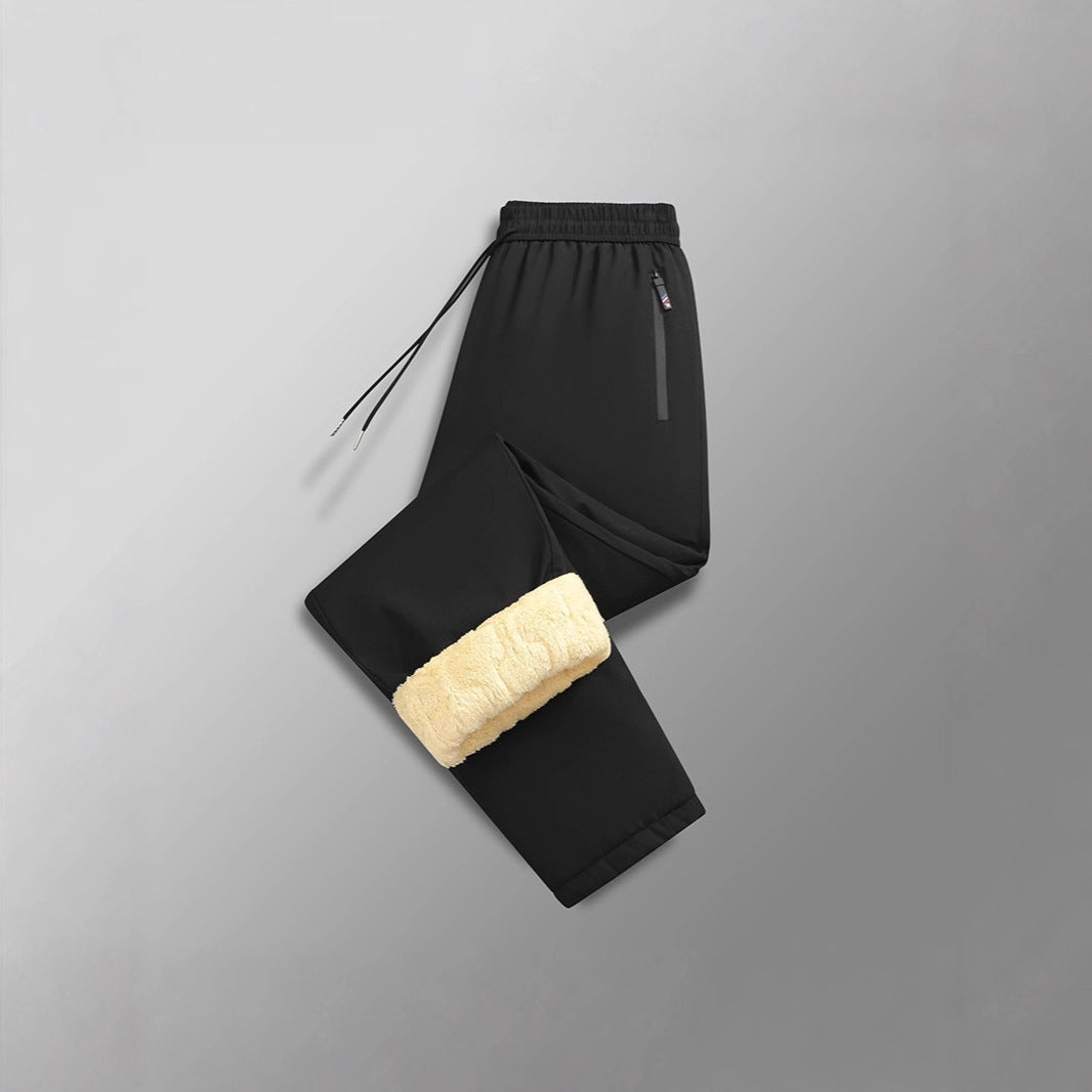 Plus-sized Plus Size Cashmere Fleece-lined Thickened Winter Wear Warm And Loose Straight Casual Pants