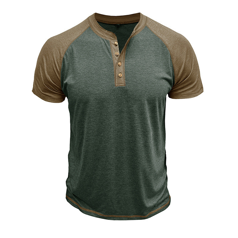 Men's Short Sleeve European And American Color Matching Top