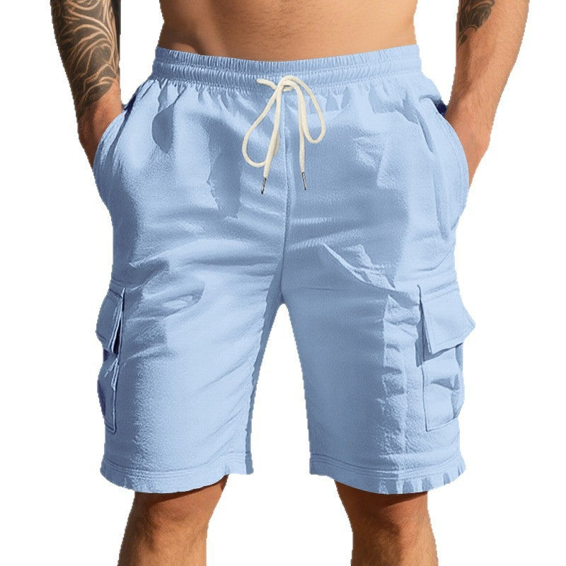 Men's Air-permeable Beachwear Linen Loose Multi-pocket Casual Shorts