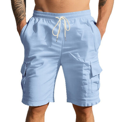 Men's Air-permeable Beachwear Linen Loose Multi-pocket Casual Shorts