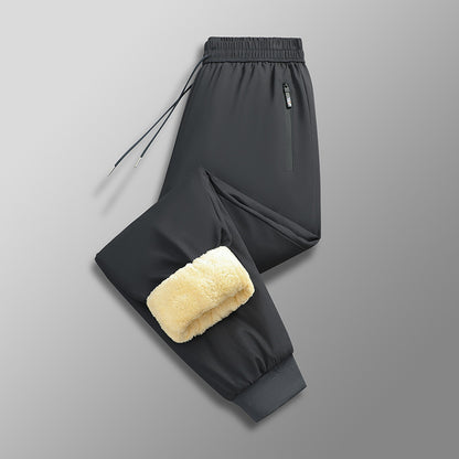 Plus-sized Plus Size Cashmere Fleece-lined Thickened Winter Wear Warm And Loose Straight Casual Pants