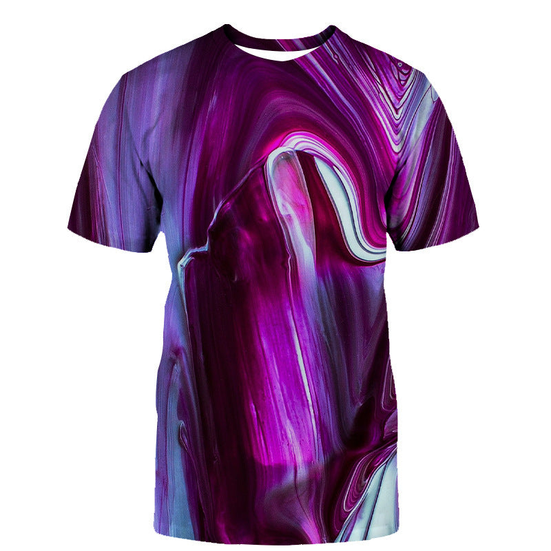 Casual 3D Water Drop Print Round Neck T-shirt
