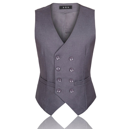 Large Size British Style Double-Breasted Casual Suit Vest