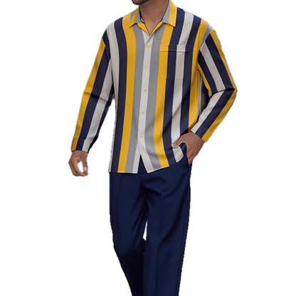 Print Striped Fashion Autumn Men's Suit