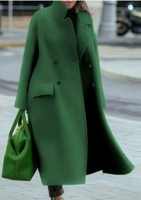 European And American Women's New Long Sleeved Large Woolen Overcoat