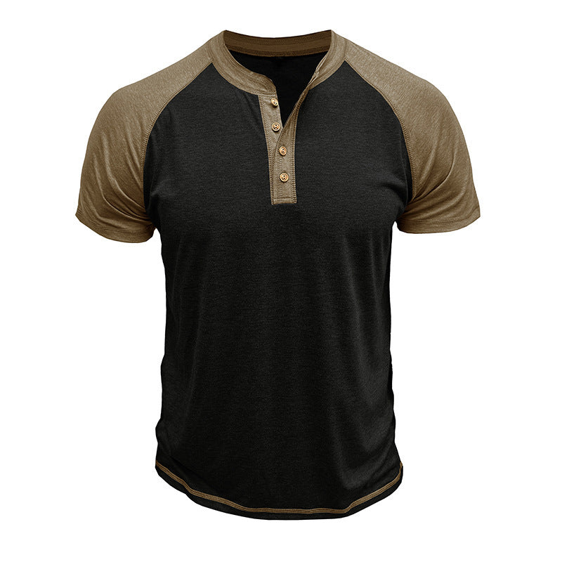 Men's Short Sleeve European And American Color Matching Top