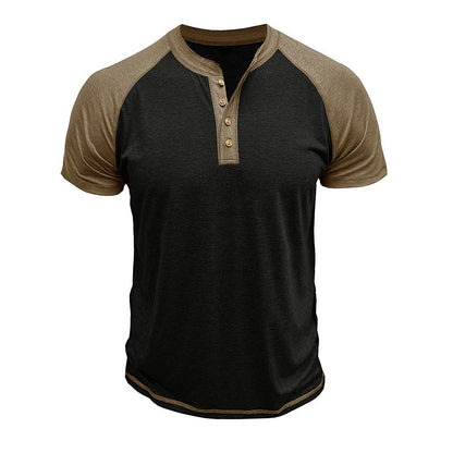 Men's Short Sleeve European And American Color Matching Top