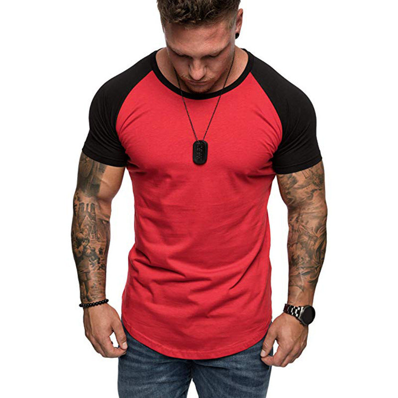 Color block raglan sleeve men's T-shirt