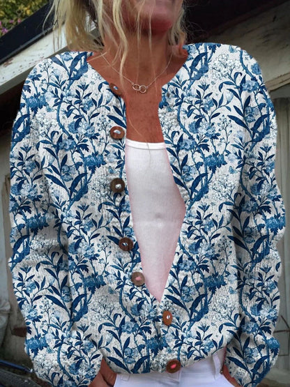 New Women's Autumn And Winter Style Loose 3D Printed Knitted Cardigan Sweater