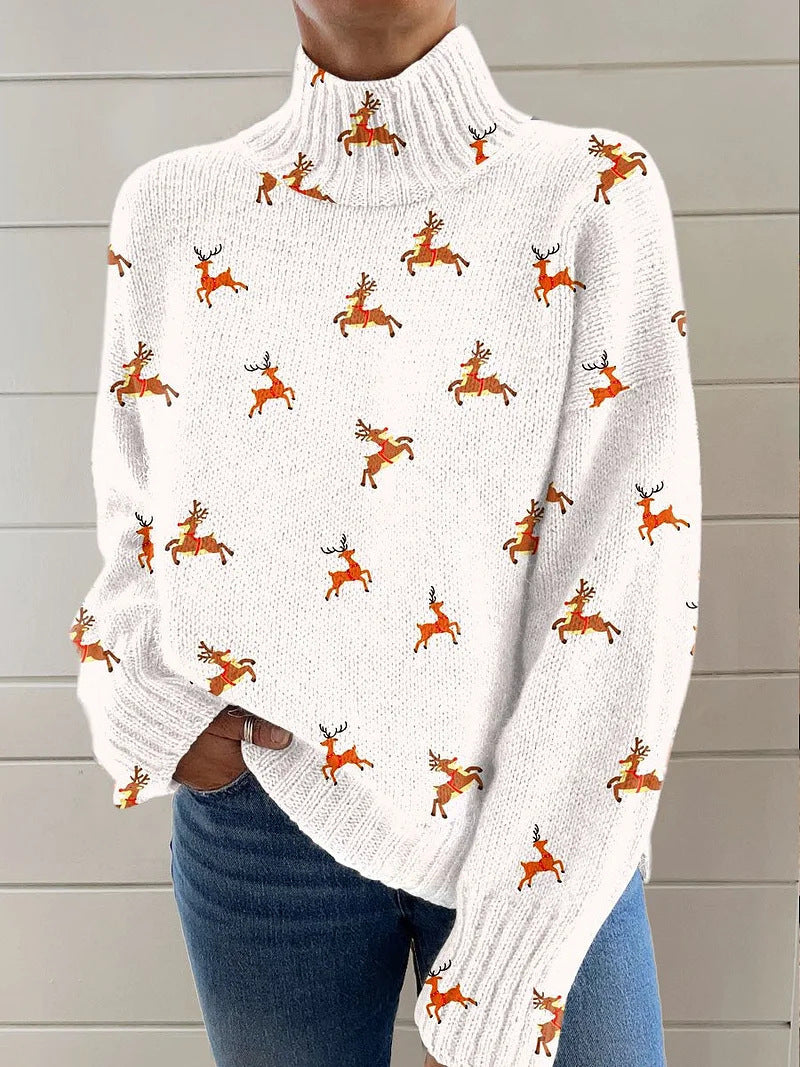 Women's Christmas Printed Turtleneck Sweater