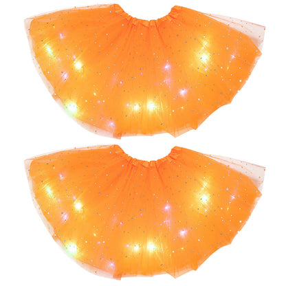 Magical & Luminous  LED Princess Halloween Tutu Skirt Sequins Shiny Skirt