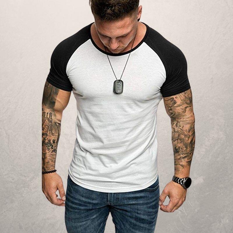 Color block raglan sleeve men's T-shirt