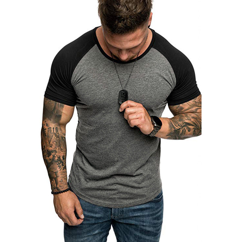 Color block raglan sleeve men's T-shirt