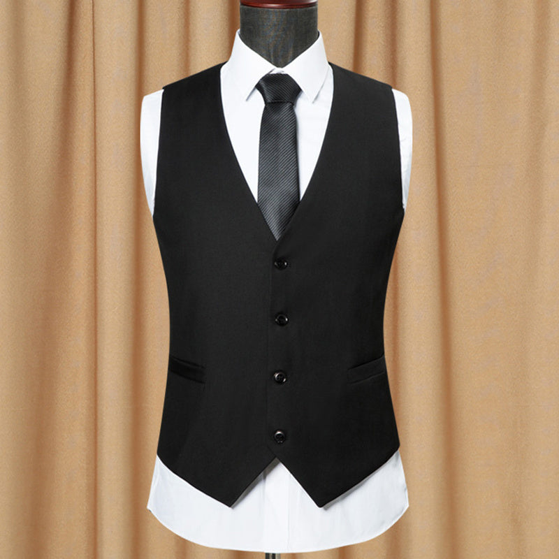 Large Size British Style Double-Breasted Casual Suit Vest