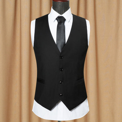 Large Size British Style Double-Breasted Casual Suit Vest