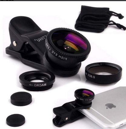 Universal Fisheye Lens 3 in 1 Mobile Phone Clip Lenses Fish