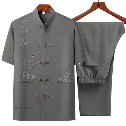 Men's Short Sleeve Chinese Style Chinese Frog Tang Suit Suit