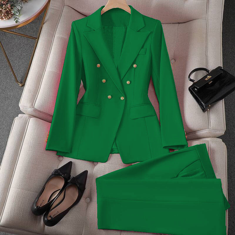 Korean Casual Design Blouse Trouser Suit