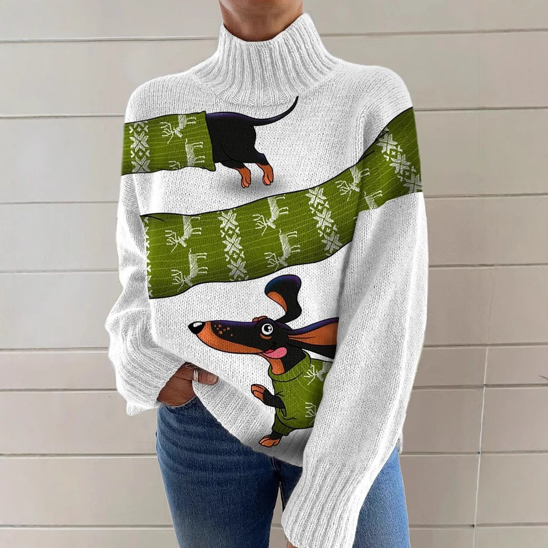 Women's Christmas Printed Turtleneck Sweater