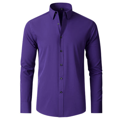 Men's Solid Color Simple Business Thin Shirt