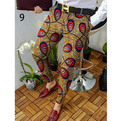 Autumn And Winter New 3D Printed Slim-fit Plaid British Casual Trousers