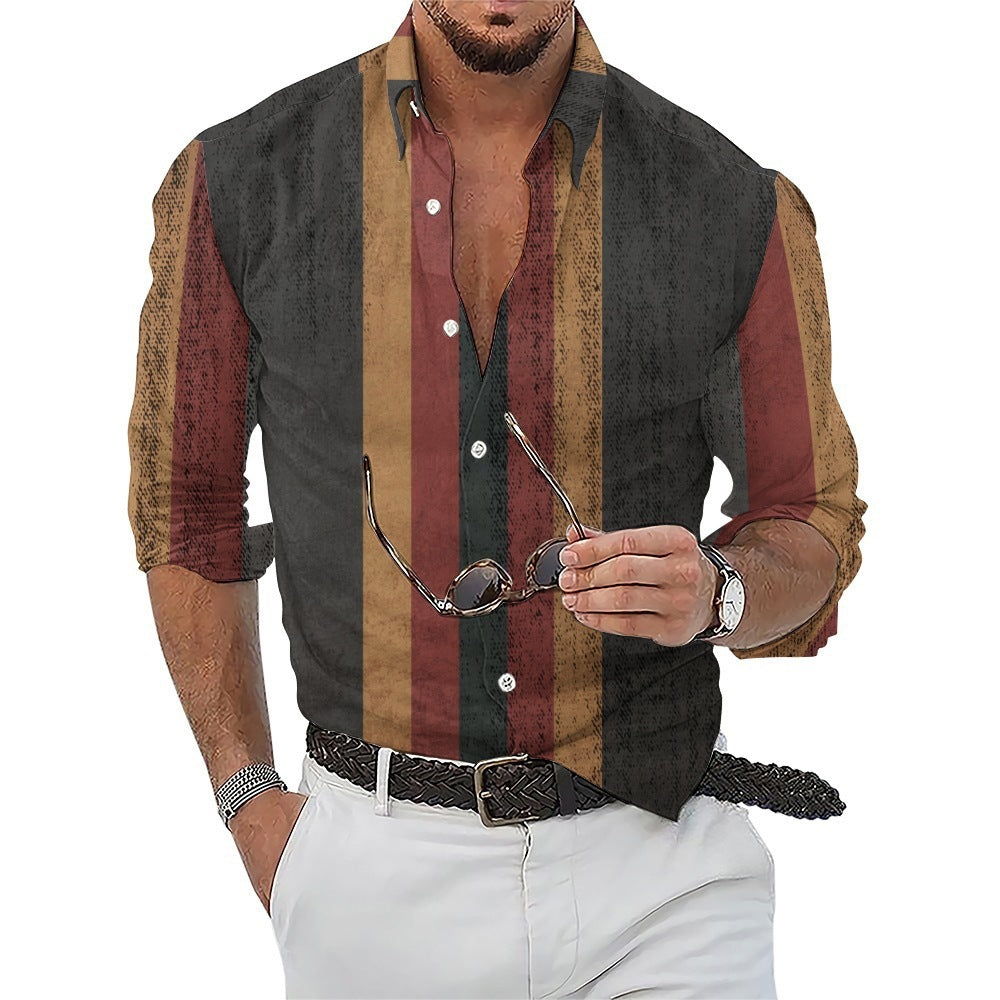 Men's Long Sleeve Shirt Striped Print