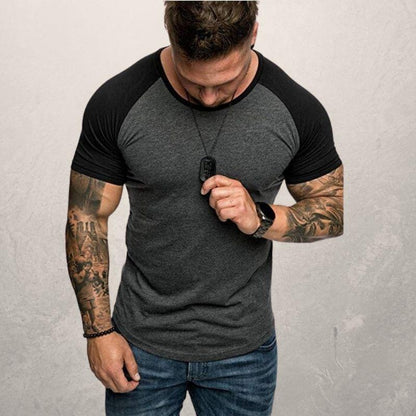 Color block raglan sleeve men's T-shirt