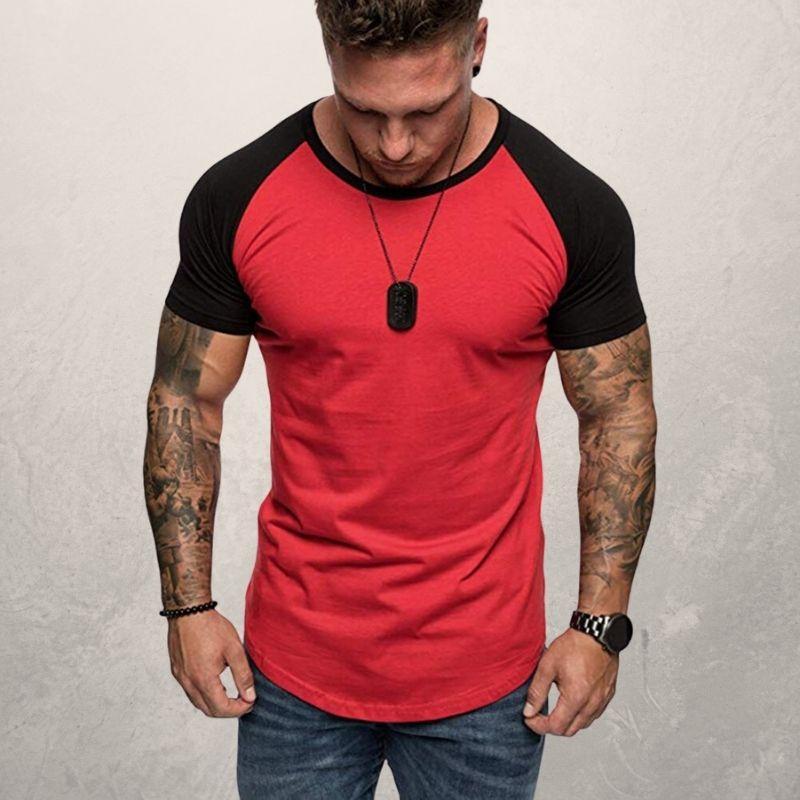 Color block raglan sleeve men's T-shirt
