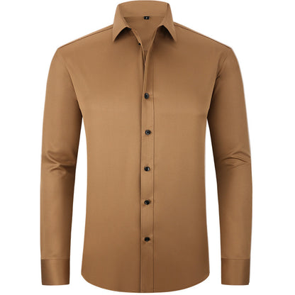 Men's Solid Color Simple Business Thin Shirt