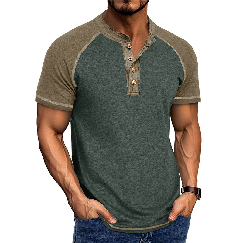 Men's Short Sleeve European And American Color Matching Top