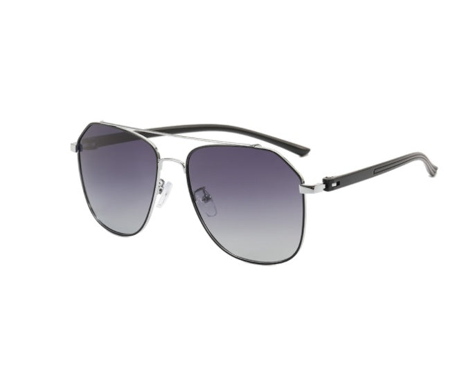 Large Frame Metal Double Bridge Aviator Sunglasses