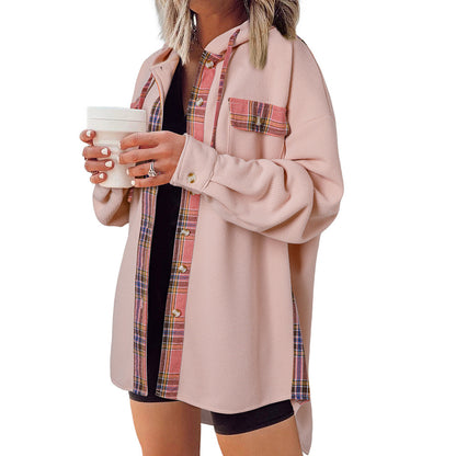 Plaid Casual Hooded Drawstring Coat