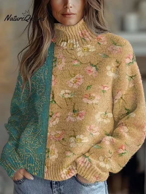 Women's Christmas Printed Turtleneck Sweater