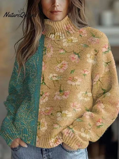 Women's Christmas Printed Turtleneck Sweater