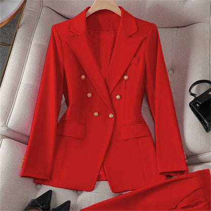 Small-sized Retro Suit Jacket Slim-fit Fashion Women's Casual Design Top Suit Jacket Set
