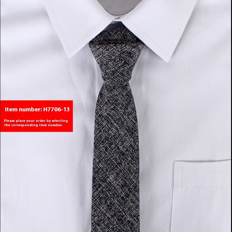 Solid Color Korean Style Narrow Cotton Men's 6cm Formal Wear Business Casual Wedding Tie