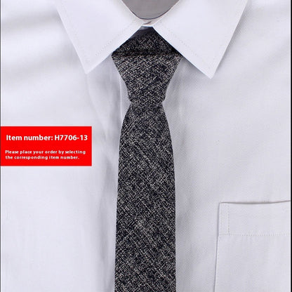 Solid Color Korean Style Narrow Cotton Men's 6cm Formal Wear Business Casual Wedding Tie
