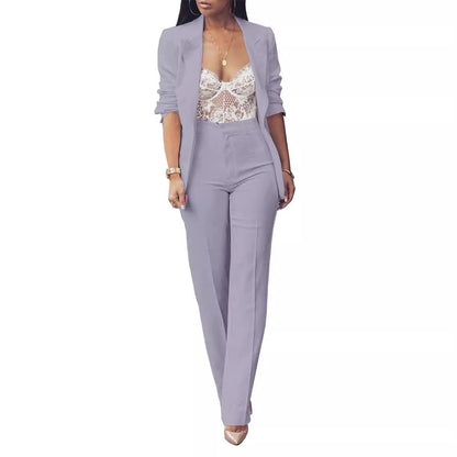 Pure Long Sleeveless Simple Draping Wide Leg Casual Suit