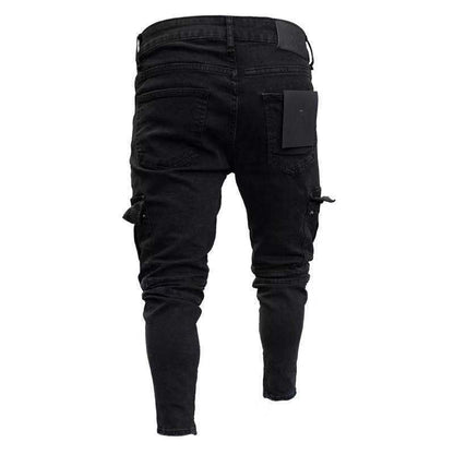 Trendy Knee Hole Zipper Pants