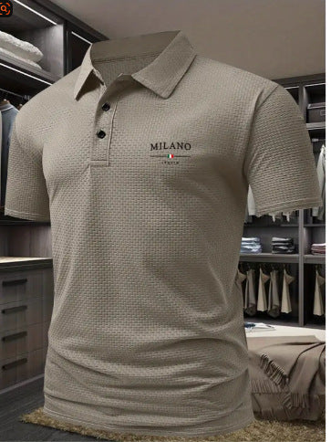 Men's Printed Short-sleeved Lapel Shirt Polo