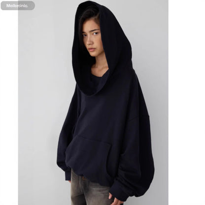 Single-layer Fleece-lined Hooded Sweater American Casual Short