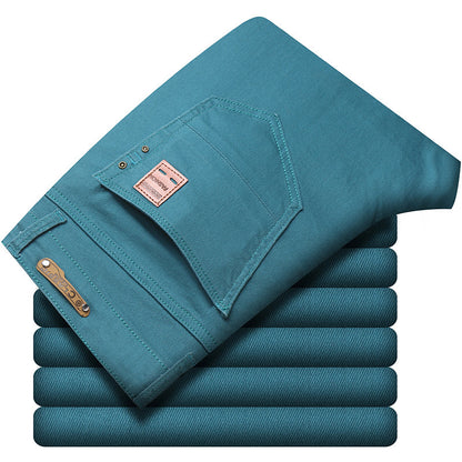 Casual Men's Slim Straight Stretch Colored Trousers