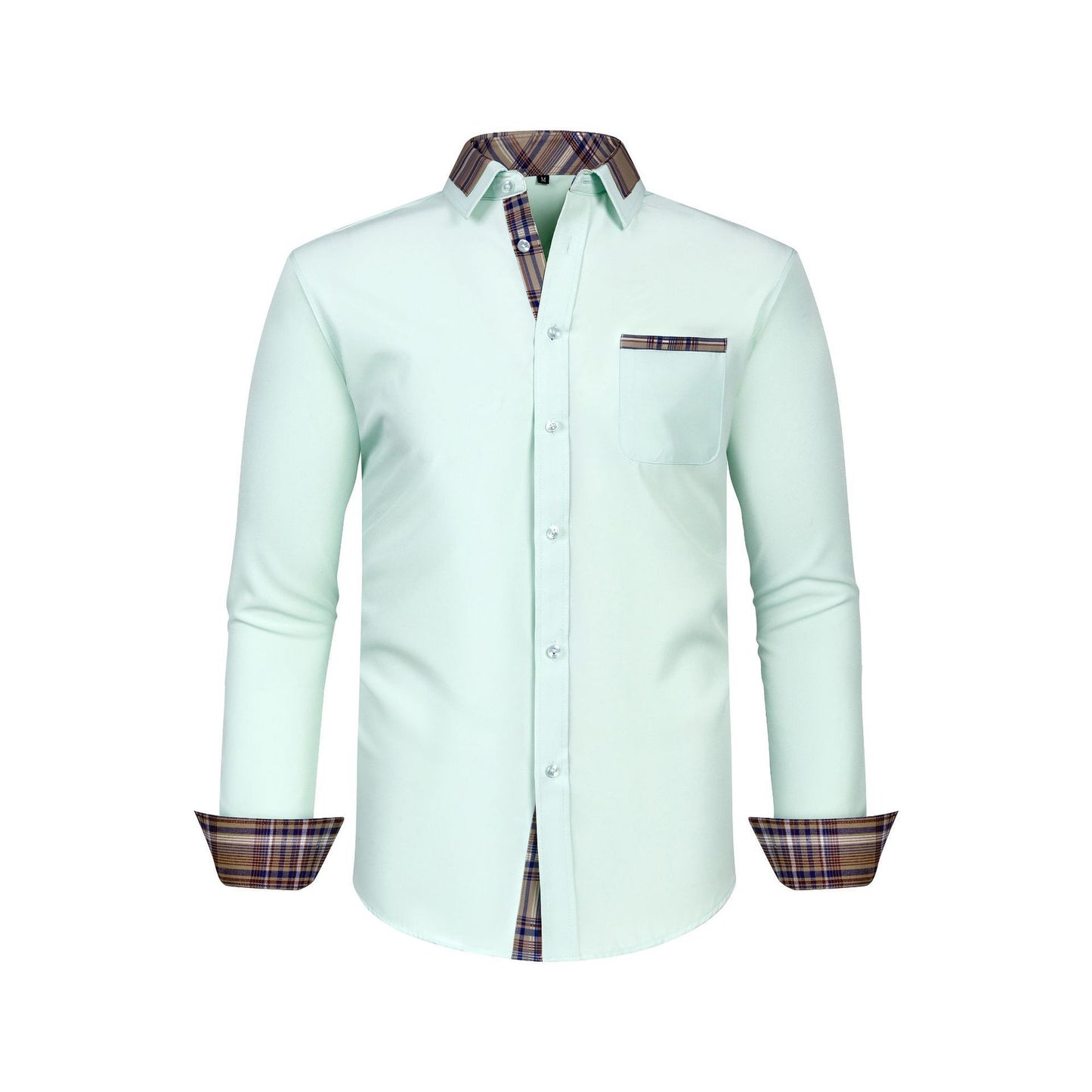 Large Size Patchwork Flower Collar Long Sleeved Men