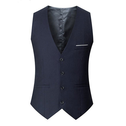 Large Size British Style Double-Breasted Casual Suit Vest